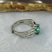 Blueish Green Cubic Zirconia in PT950 Plated S925 Sliver Ring (Adjustable Size) 2.91g 6.8 by 4.3mm - Huangs Jadeite and Jewelry Pte Ltd