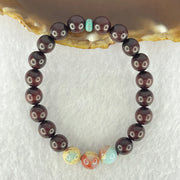Natural Blood Rosewood with Variscite Beads Bracelet 天然血檀寿山石手链 8.27g 15cm 8.7mm 3 Beads 8.5mm 18 Beads - Huangs Jadeite and Jewelry Pte Ltd