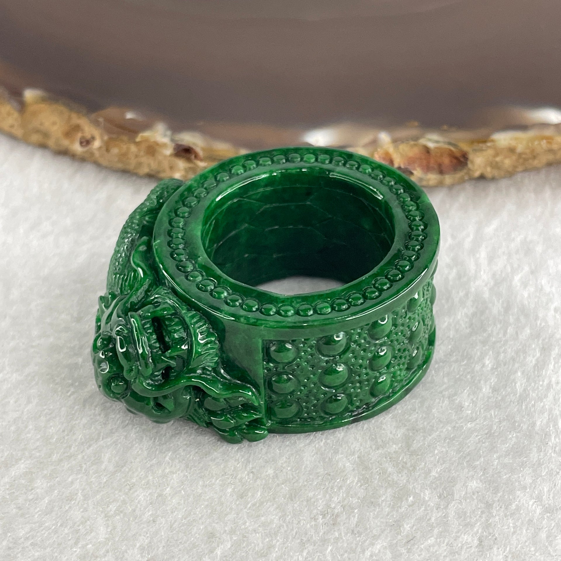 Magnificent Type A Rare Dragon Thumb Ring Jade Jadeite for Authority & Power - Huangs Jadeite and Jewelry Pte Ltd