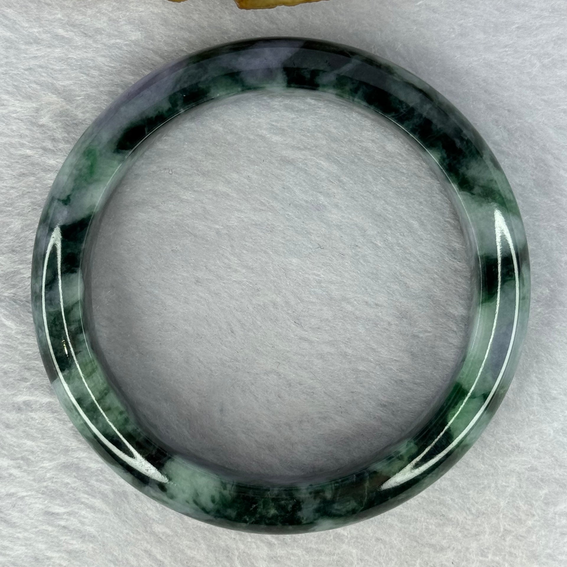 Type A Green Deep Lavender with Moss Green Jadeite Bangle Internal Diameter 58.5mm 68.42g 13.8 by 8.8mm (Slight Internal Line) - Huangs Jadeite and Jewelry Pte Ltd