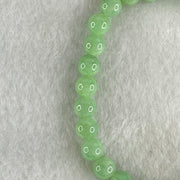 Type A Intense Bright Apple Green Jadeite Beads Bracelet 11.49g 15cm 6.1mm 30 Beads - Huangs Jadeite and Jewelry Pte Ltd