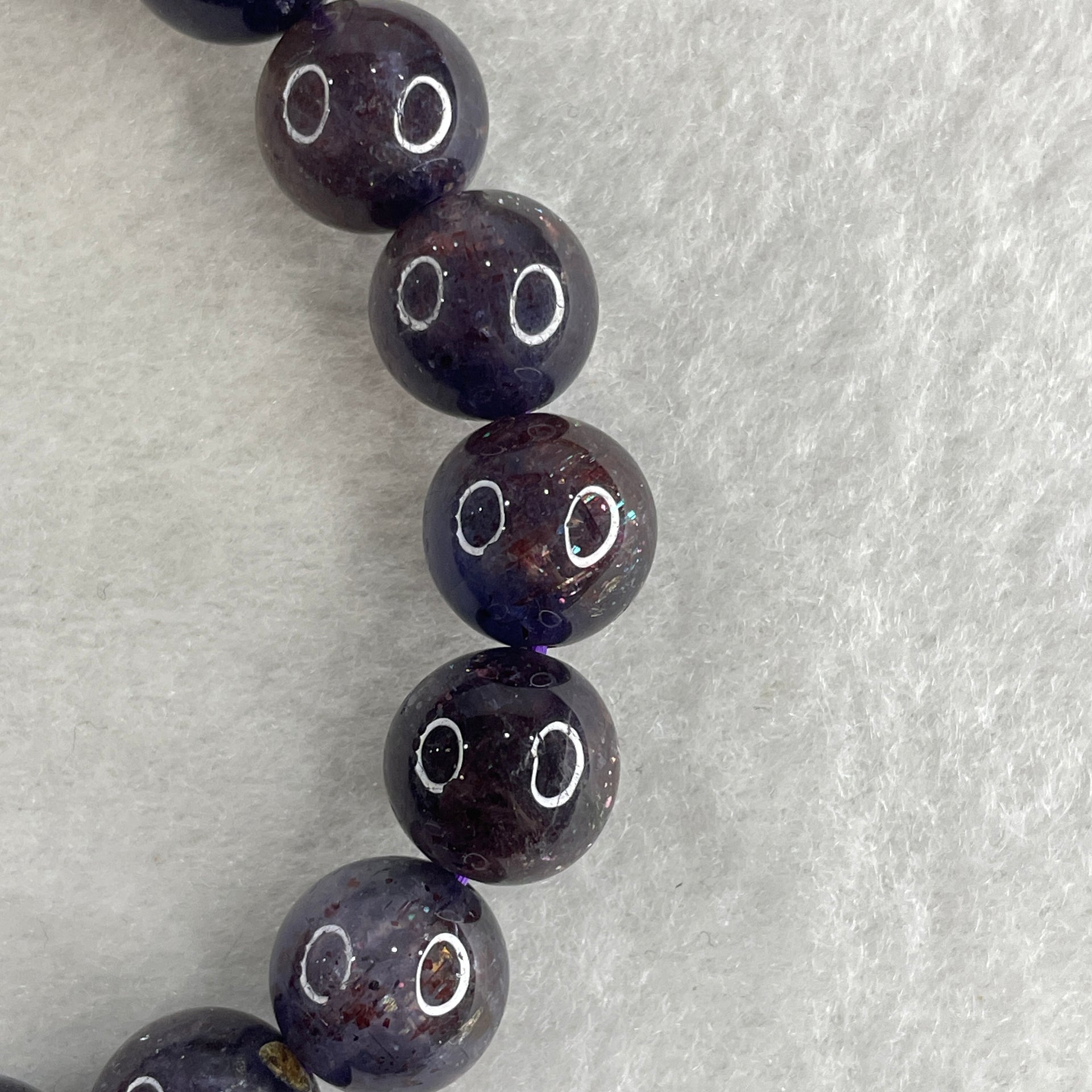 Good Grade Natural Purple Iolite with Rabbit Beads Bracelet 33.39g 16cm 11.4mm 16Beads - 16.8 by 12.6 by 11.3 Rabbit - Huangs Jadeite and Jewelry Pte Ltd
