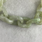 Natural Type A Green Jadeite Link Bracelet 18.54g 13cm 10.9mm 15 Pcs - Huangs Jadeite and Jewelry Pte Ltd