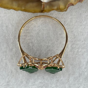 Type A Green Burmese Icy Butterfly Jade Jadeite ring in 18k rose gold & natural diamonds 1.87g  Ring Size: US 6.5 - Huangs Jadeite and Jewelry Pte Ltd