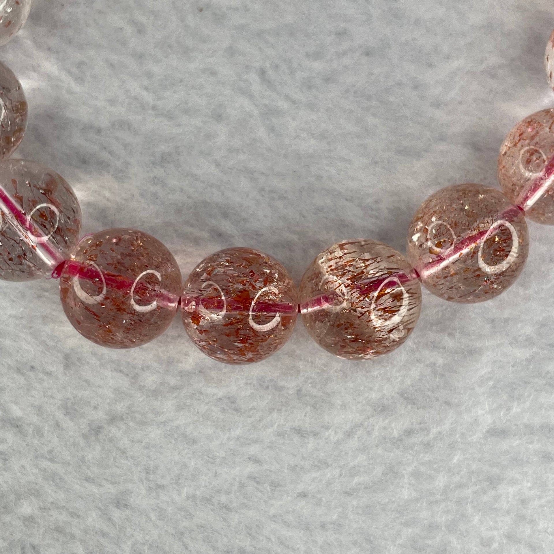 Natural Strawberry Quartz Bracelet 52.46g by 13.4mm by 16 Beads - Huangs Jadeite and Jewelry Pte Ltd