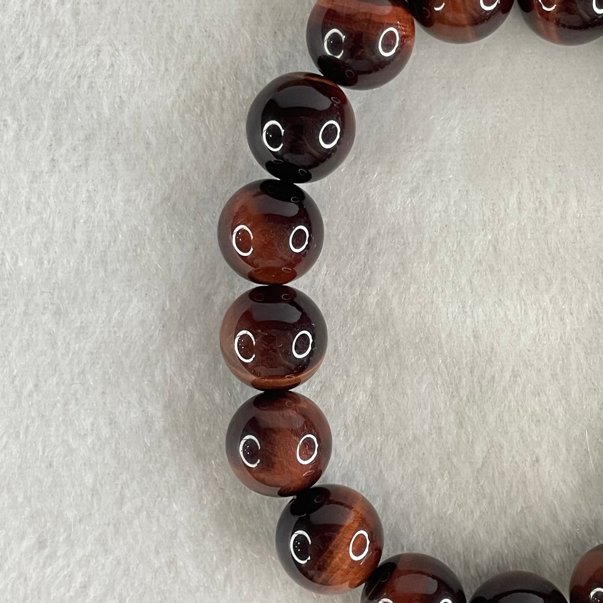 Natural Red Tiger's Eye Quartz Beads Bracelet 45.83g 17cm 12.5mm 17 Beads - Huangs Jadeite and Jewelry Pte Ltd
