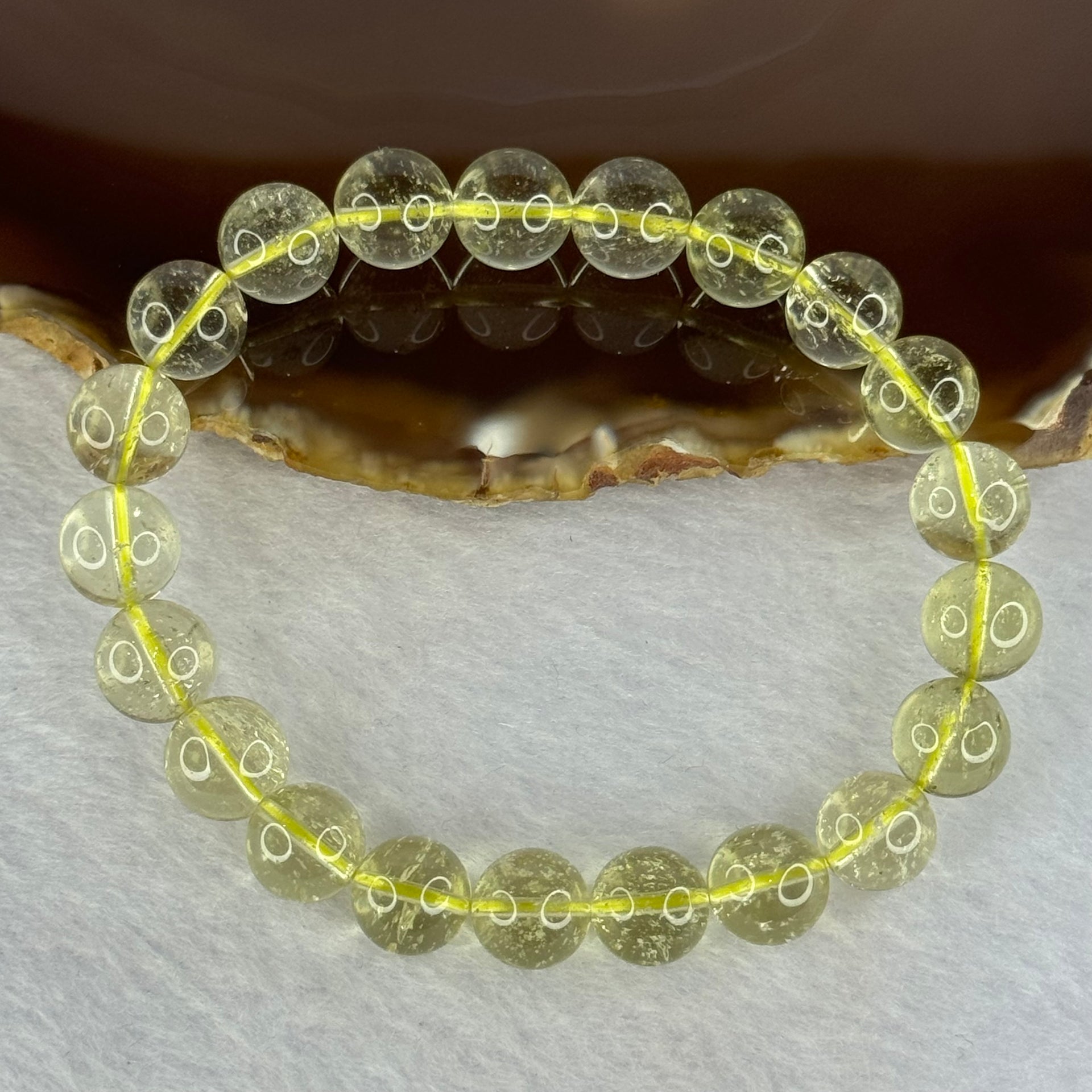 Natural Libyan Moldavite Meteorite Crystal Beads Bracelet 天然利比亚陨石手链 21.73g 17.5cm 9.9mm 21 Beads - Huangs Jadeite and Jewelry Pte Ltd