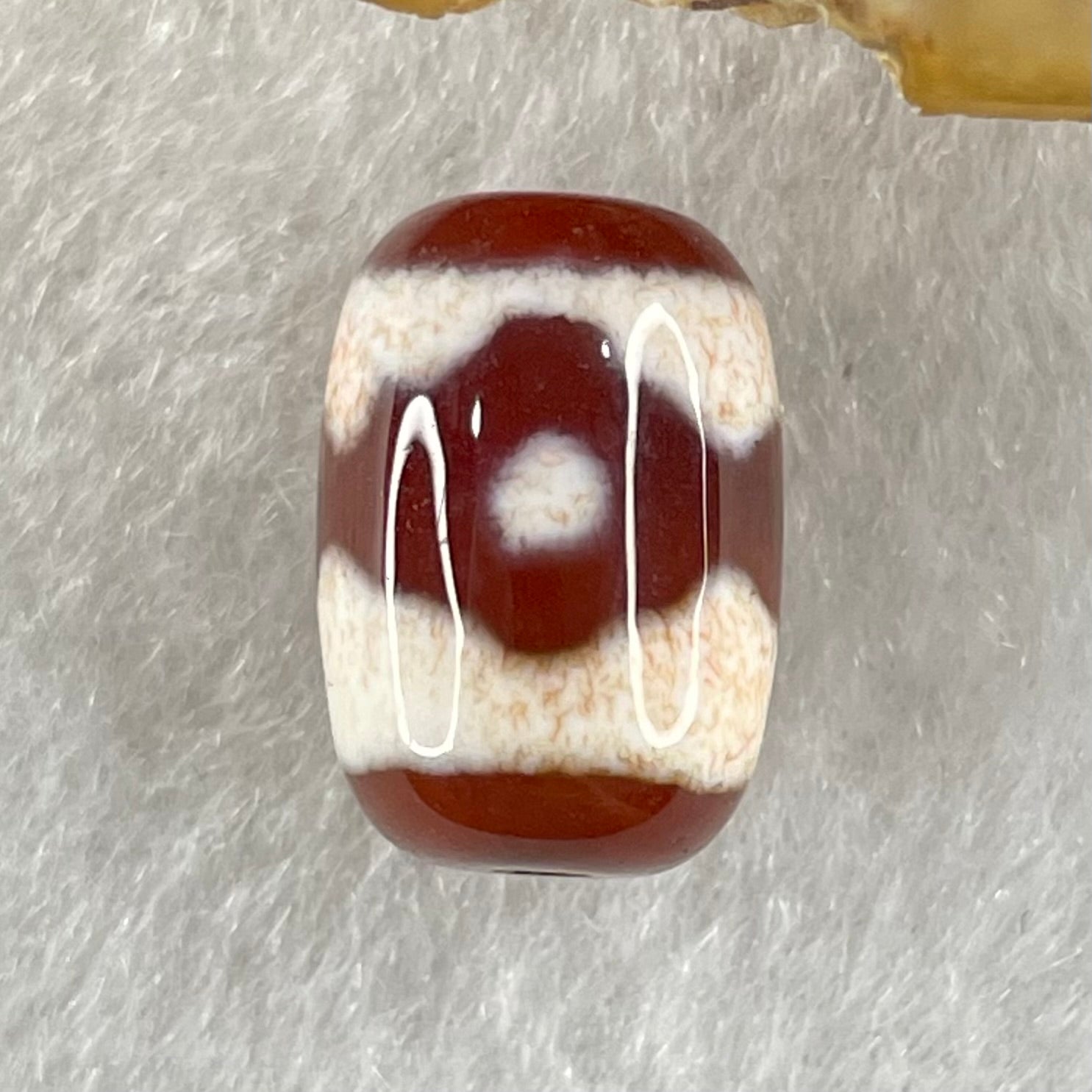 Natural Powerful Tibetan Old Oily Agate 3 Eyes Dzi Bead Heavenly Master (Tian Zhu) 三眼天诛 2.41g 14.5 by 10.1mm - Huangs Jadeite and Jewelry Pte Ltd