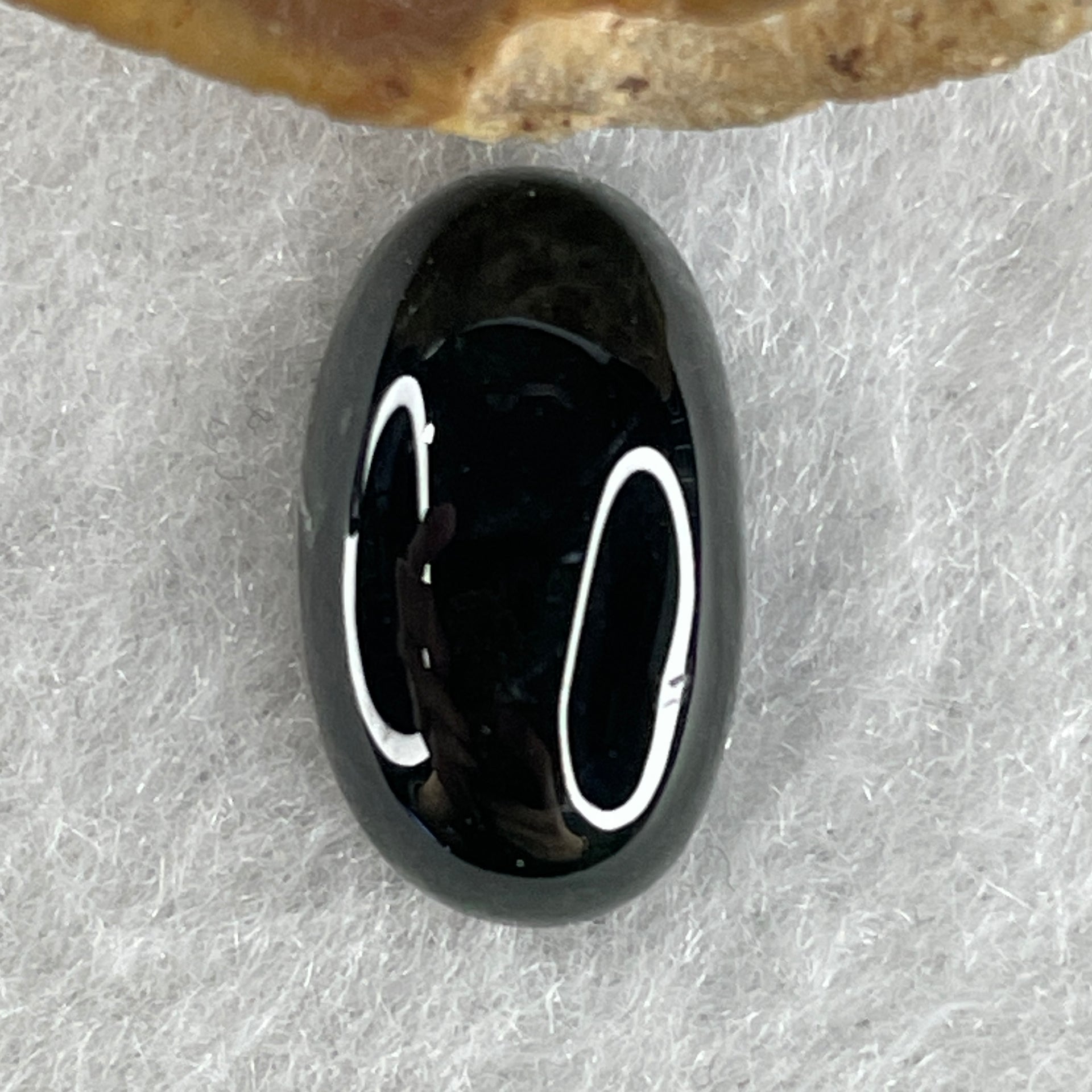 Type A Translucent Black Omphacite Jadeite Round Cabouchon Stone For Setting 1.27g 15.1 by 8.9 by 4.7mm - Huangs Jadeite and Jewelry Pte Ltd