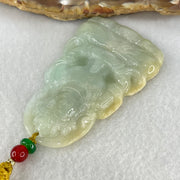 Type A Light Blueish Green with Yellow Jadeite Guan Yin Tara Pendant 29.14g 60.1 by 38.8 by 6.5mm - Huangs Jadeite and Jewelry Pte Ltd