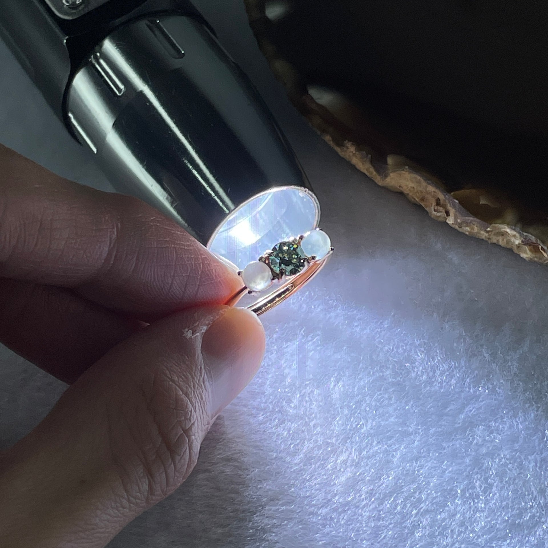 Natural Green Cubic Zirconia with Green Prehnite 1.56g 4.5 by 3.0mm 1 Bead - 4.0 by 2.5mm 2 Beads (Adjustable Size) - Huangs Jadeite and Jewelry Pte Ltd