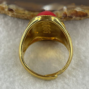 Natural Red Agate in 9999 Gold Plated Ring (Adjustable Size) 12.43g 17.6 by 13.2 by 5.5mm - Huangs Jadeite and Jewelry Pte Ltd
