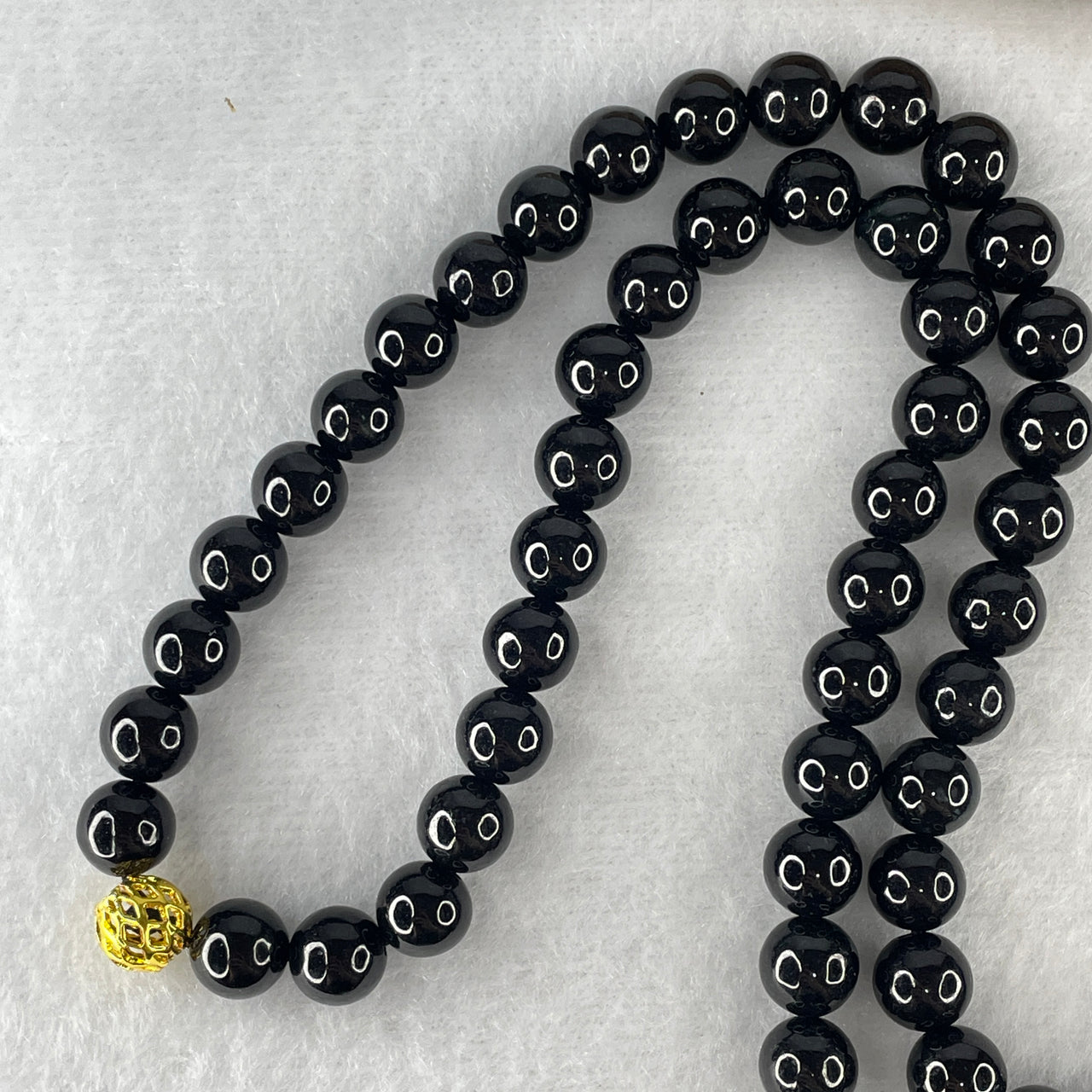 Certified Natural Type A Opaque Black Omphacite Jadeite Beads Necklace 73.43g 66cm 7.8mm 87 Beads