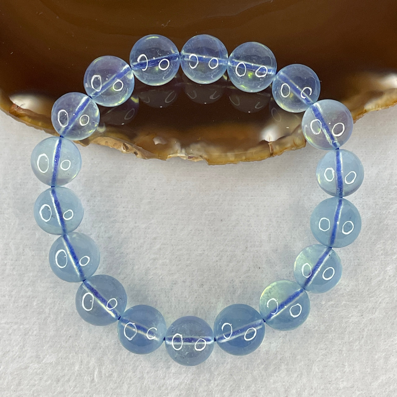 Certified Very Good Natural Transparent Aquamarine Beads Bracelet 36.26g 16.5cm 11.6mm 18 Beads