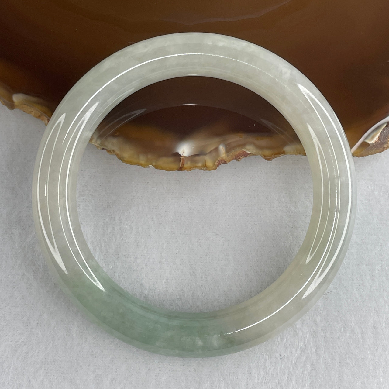 Natural Type A Multicolor Jadeite Bangle | 55.0mm Light Yellowish Green with Bold Blueish-Green Patch | "Perfect" Grade Premium Luxury "Fei Cui" Round Wrist Heirloom (55.90g 10.2x10.1mm)