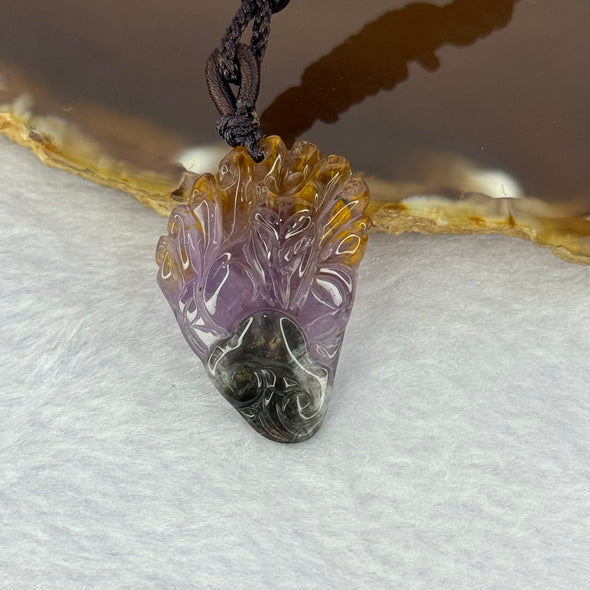 Natural Auralite 23 Nine Tail Fox Pendent 天然极光23九尾狐牌 8.32g 33.4 by 23.8 by 8.4mm - Huangs Jadeite and Jewelry Pte Ltd