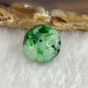 Natural Type A Lao Keng Old Mine Green with Light Green Jadeite Flora Carving Bead Charm 1.44g 11.4mm - Huangs Jadeite and Jewelry Pte Ltd