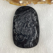 Type A Opaque to Partial Translucent Black Omphacite Jadeite Pixiu Pendant 23.77g 63.4 by 40.9 by 8.3mm - Huangs Jadeite and Jewelry Pte Ltd