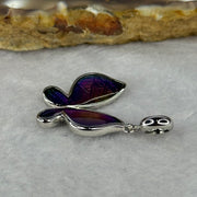 Natural Meteorite Multi Color Butterfly Pendant in S925 Silver 1.78g 17.4 by 15.6 by 3.4mm - Huangs Jadeite and Jewelry Pte Ltd
