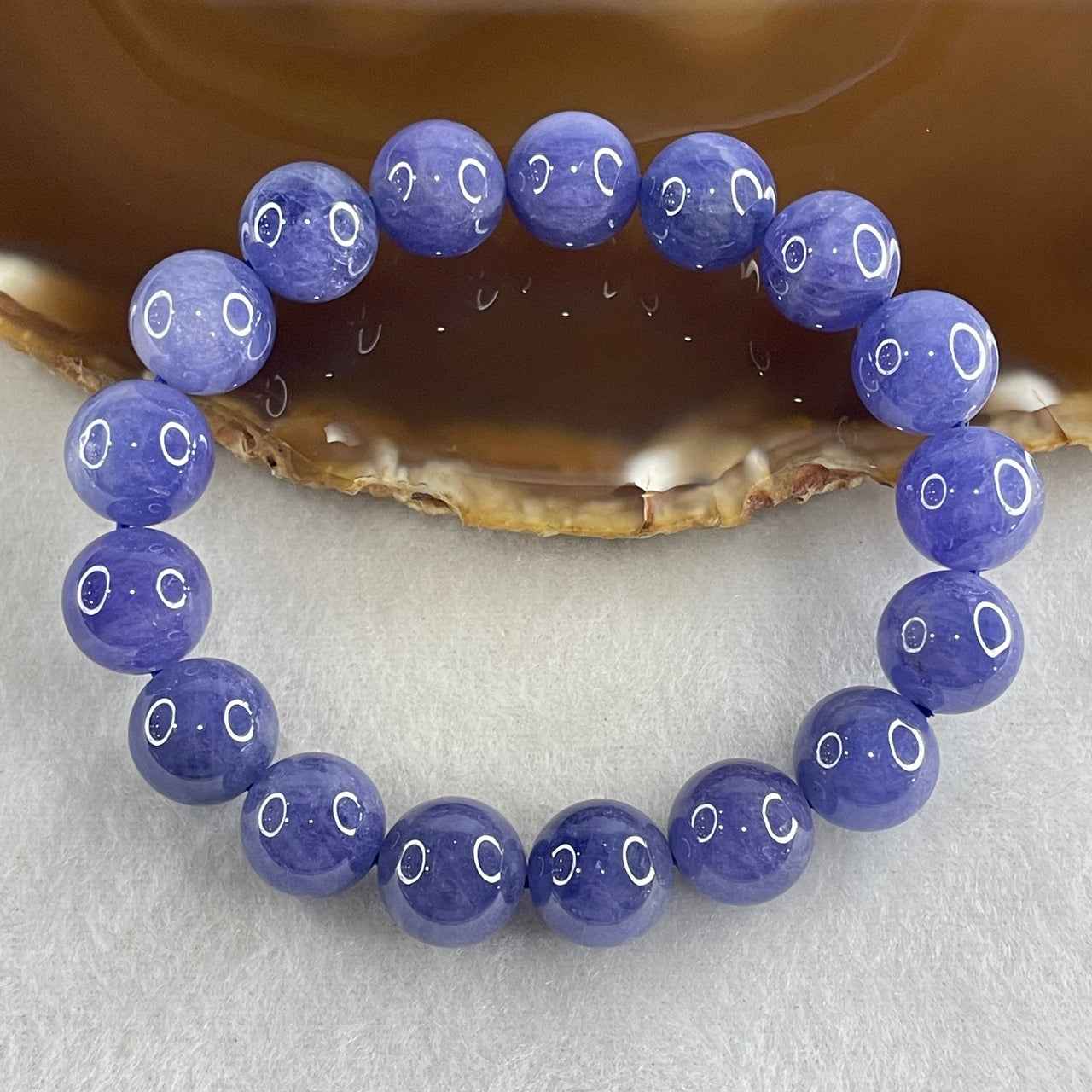 Above Average Grade Natural Blue Tanzanite Beads Bracelet 46.67g 16cm 11.8mm 17 Beads - Huangs Jadeite and Jewelry Pte Ltd