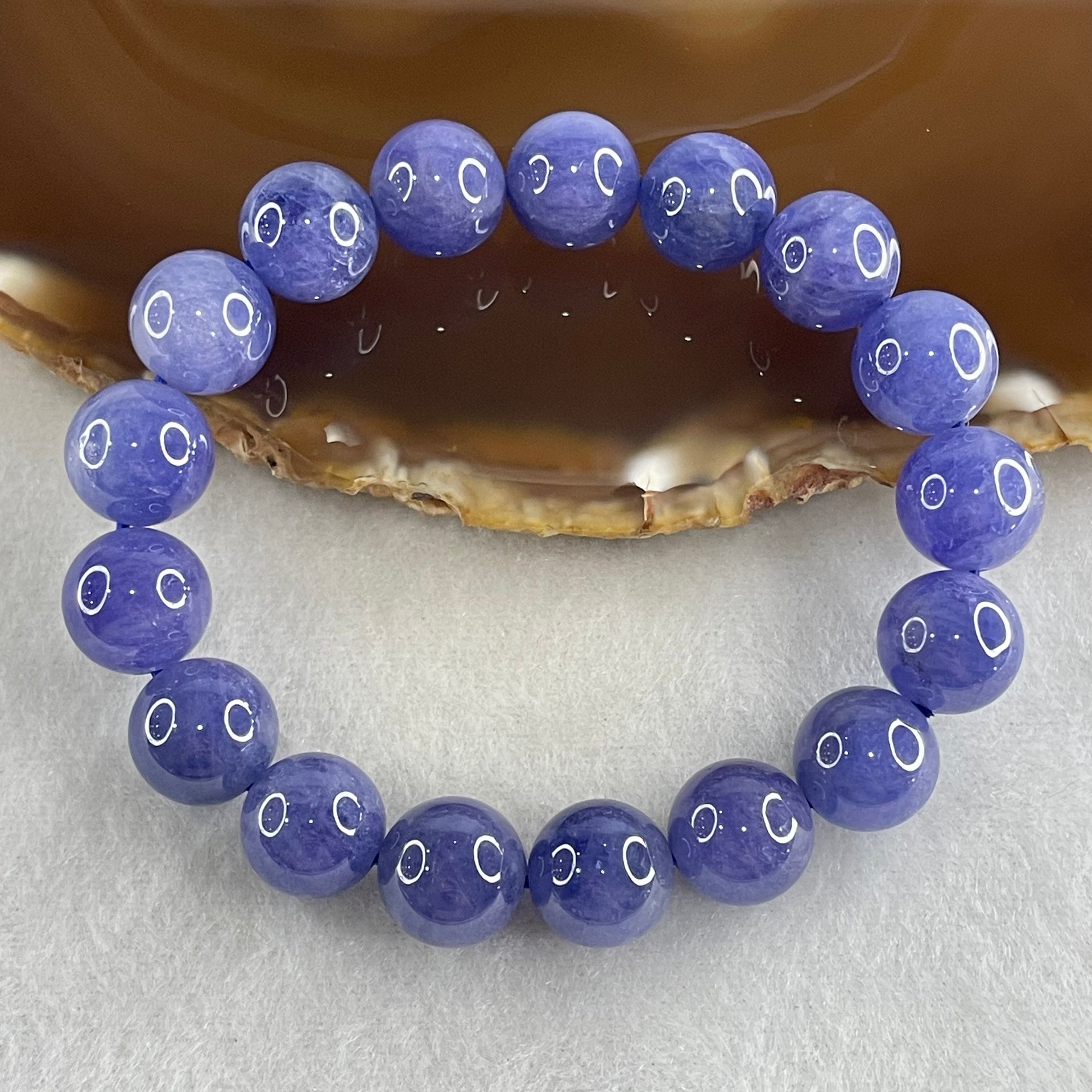 Above Average Grade Natural Blue Tanzanite Beads Bracelet 46.67g 16cm 11.8mm 17 Beads - Huangs Jadeite and Jewelry Pte Ltd
