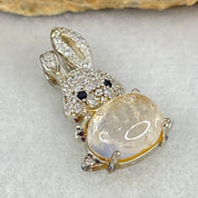 Rare Natural Blue Dumortierite Rutilated Quartz in S925 Sliver Rabbit Pendant 2.40g 10.0 by 7.1 by 5.5mm - Huangs Jadeite and Jewelry Pte Ltd