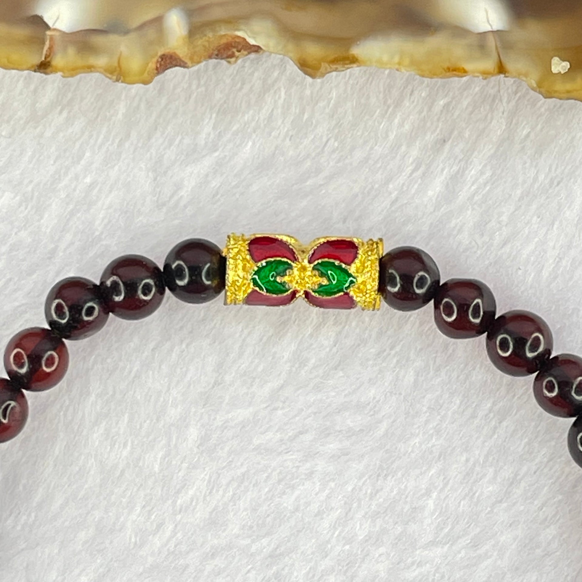 Natural Dark Blood Red Amber Beads Bracelet 天然血珀手链 3.93g 15cm 5.3mm 32 Beads - Huangs Jadeite and Jewelry Pte Ltd