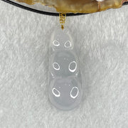 Type A Faint Lavender Jadeite Peapod in 18K Yellow Gold Clasp with String Necklace 4.76g 32.8 by 13.6 by 5.4mm - Huangs Jadeite and Jewelry Pte Ltd