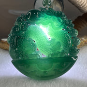 Type A Semi Icy Blueish Green Jadeite Double Dragon Pendant 71.30g 54.0 by 11.9mm - Huangs Jadeite and Jewelry Pte Ltd