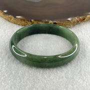 Type A Natural Oily Green Jadeite Oval Bangle 38.02g Inner Diameter 57.8mm 13.0 by 6.1mm (Very Slight Internal Lines) - Huangs Jadeite and Jewelry Pte Ltd