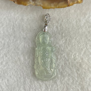 Type A Icy Colourless to Faint Green Jadeite Guan Yin Pendant 3.0g 31.0 by 14.5 by 3.5mm - Huangs Jadeite and Jewelry Pte Ltd