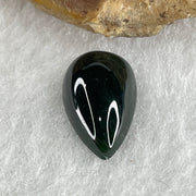 Type A Translucent Black Omphacite Jadeite Tear Drop Cabouchon Stone For Setting 0.87g 14.2 by 8.3 by 4.6mm - Huangs Jadeite and Jewelry Pte Ltd