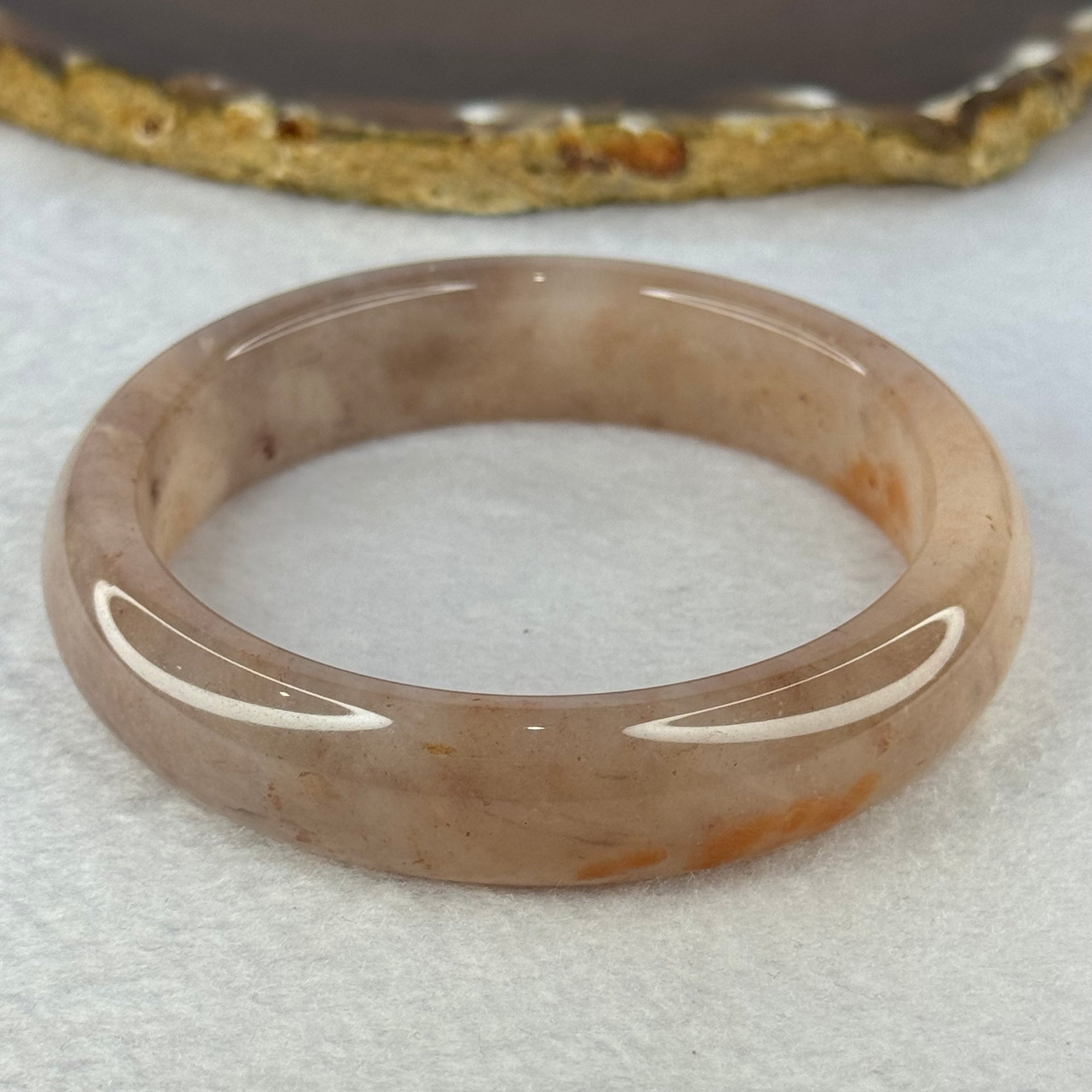 Transparent Pink with Purple and Orange Quartzite Jade Bangle 天山玉手镯 62.0mm 62.98 by 15.5 by 8.8mm - Huangs Jadeite and Jewelry Pte Ltd