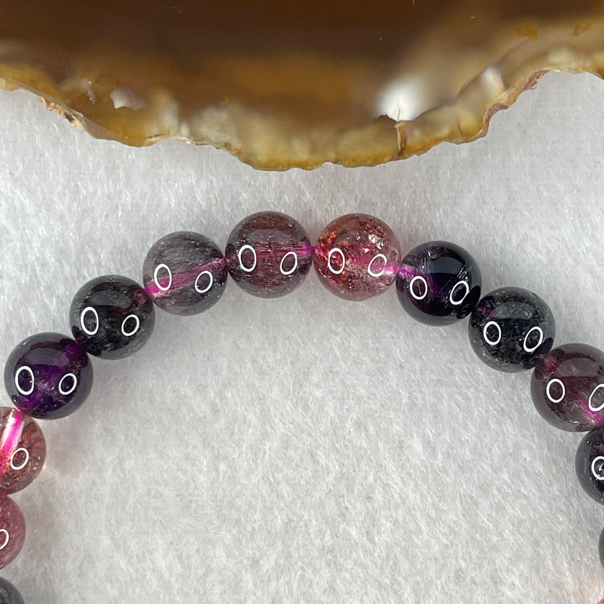 Very Very Good Grade Certified Natural Blackcurrant Super 7 Beads Bracelet | (21.59g | 17.5cm | 8.8mm x 24 Beads | "Seven Sacred Minerals" Intuition & Abundance Anchor, Feng Shui High-Vibration Power Bracelet) - Huangs Jadeite and Jewelry Pte Ltd