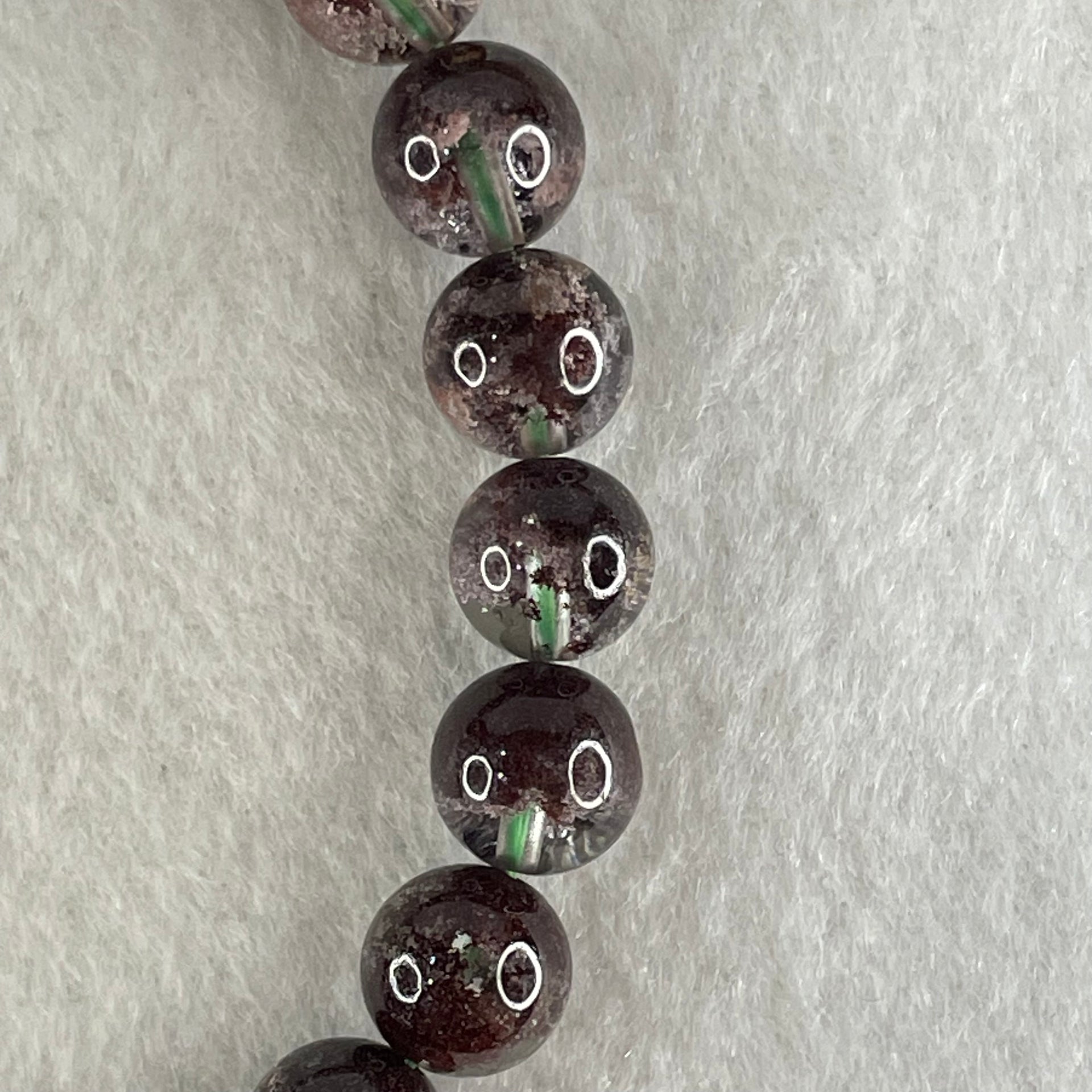 Good Grade Natural Red Phantom Quartz Beads Bracelet 19.21g 15.5cm 8.8mm 22 Beads - Huangs Jadeite and Jewelry Pte Ltd