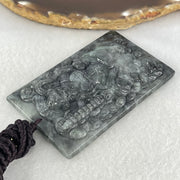Type A Wuji Black with Light Green Jadeite Zhao Gong Yuashuai God Of Wealth Pendant 70.89g 72.9 by 5.9 by 11.2mm - Huangs Jadeite and Jewelry Pte Ltd