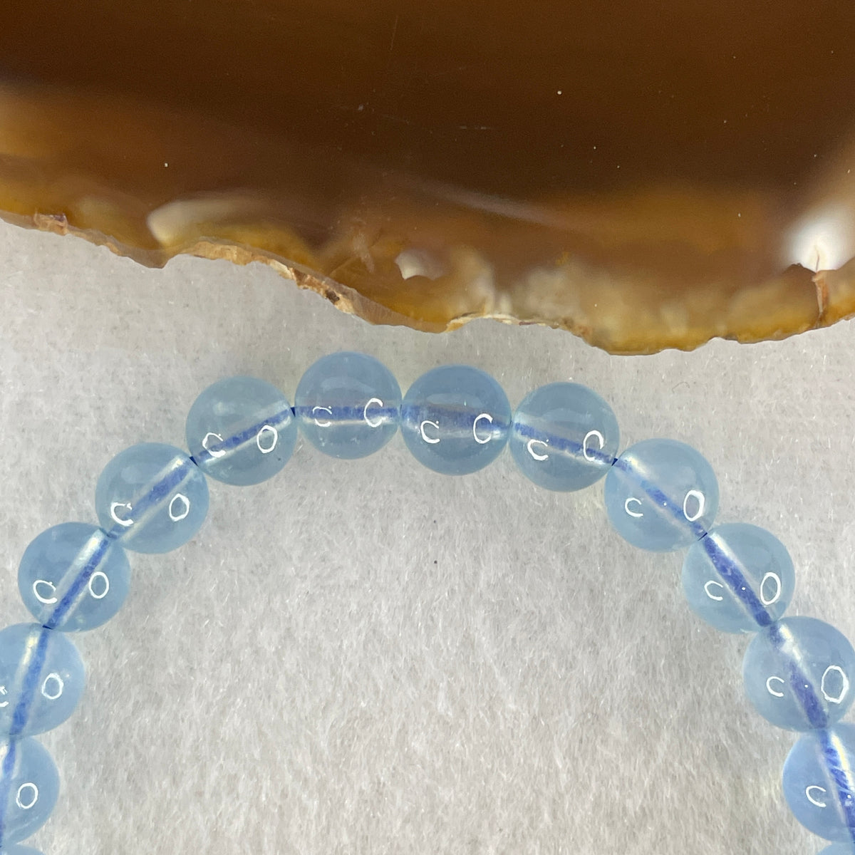 Certified Above Average Natural Aquamarine Beads Bracelet | 16cm with 25 Beads 7.8mm (14.89g | Ocean Blue Translucency | Throat & Third Eye Chakra Harmony, Tranquil Communication & Serene Wealth Shield)