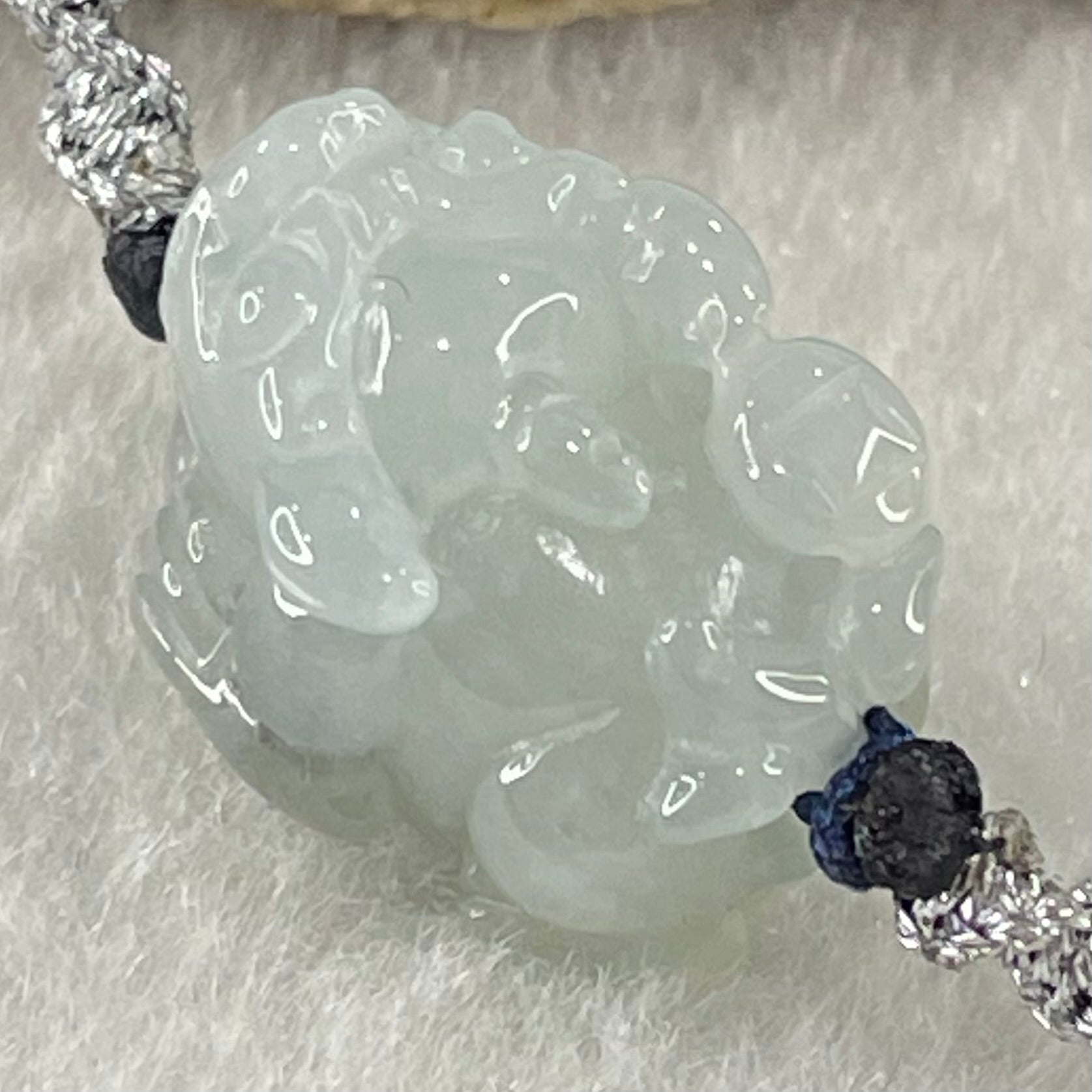 Type A Faint Lavender with Wuji Black Grey Jadeite Male Pixiu String Bracelet 5.37g 13cm 18.0 by 12.2 by 10.6mm - Huangs Jadeite and Jewelry Pte Ltd