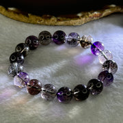 Very Good Grade Natural Transparent Dark Black Super 7 Beads Bracelet 非常好的等级天然透明深黑色超级七珠手链 39.27g 18cm 11.8mm 18 Beads - Huangs Jadeite and Jewelry Pte Ltd
