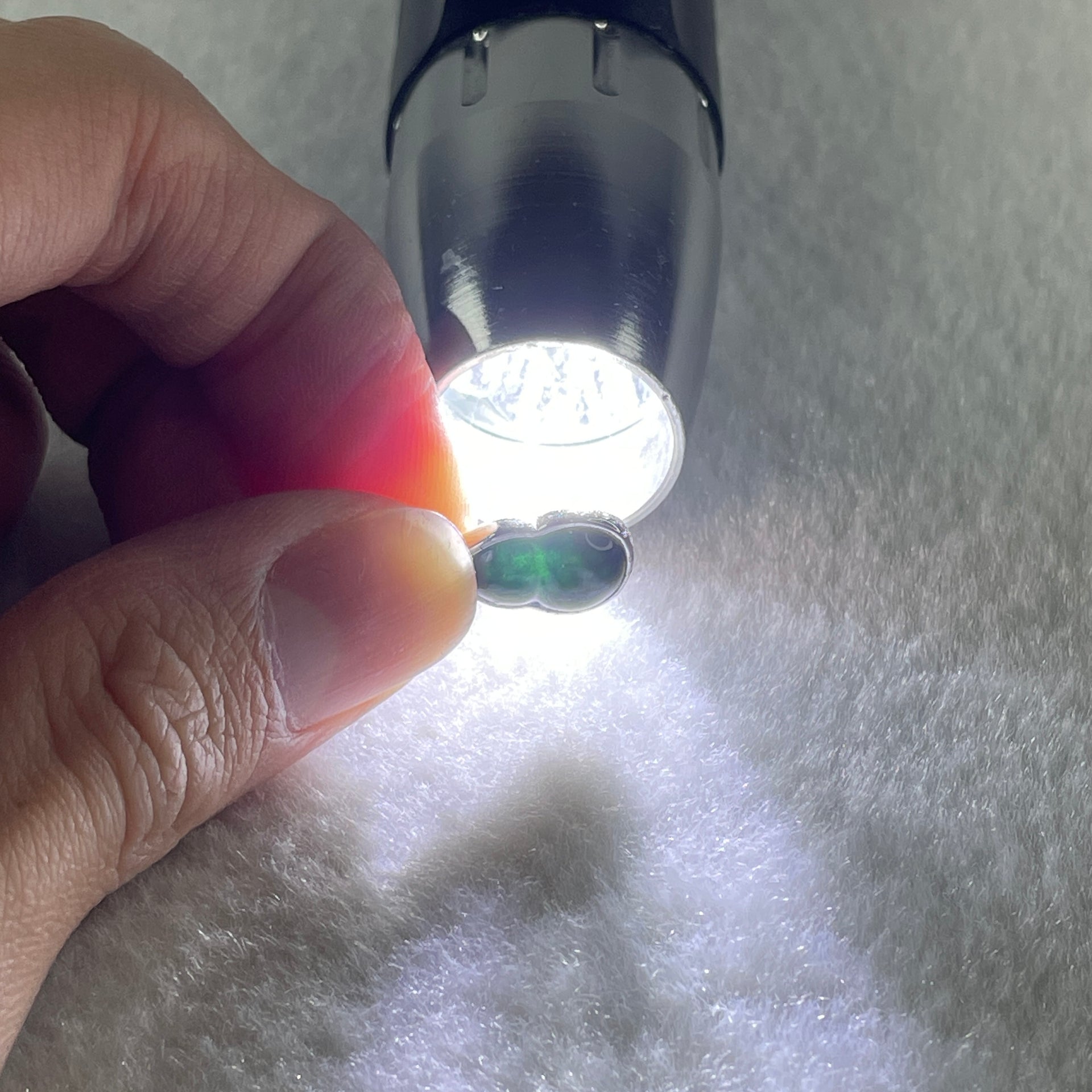 Type A FullyTranslucent Black Omphacite Jadeite Hulu 12.0 by 7.4 by 2.5mm with Cubic Zirconia in S925 Silver Earrings 4.30g - Huangs Jadeite and Jewelry Pte Ltd