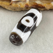 Natural Powerful Tibetan Old Oily Agate 3 Eyes Dzi Bead Heavenly Master (Tian Zhu) 三眼天诛 4.99g 27.6 by 10.8mm - Huangs Jadeite and Jewelry Pte Ltd