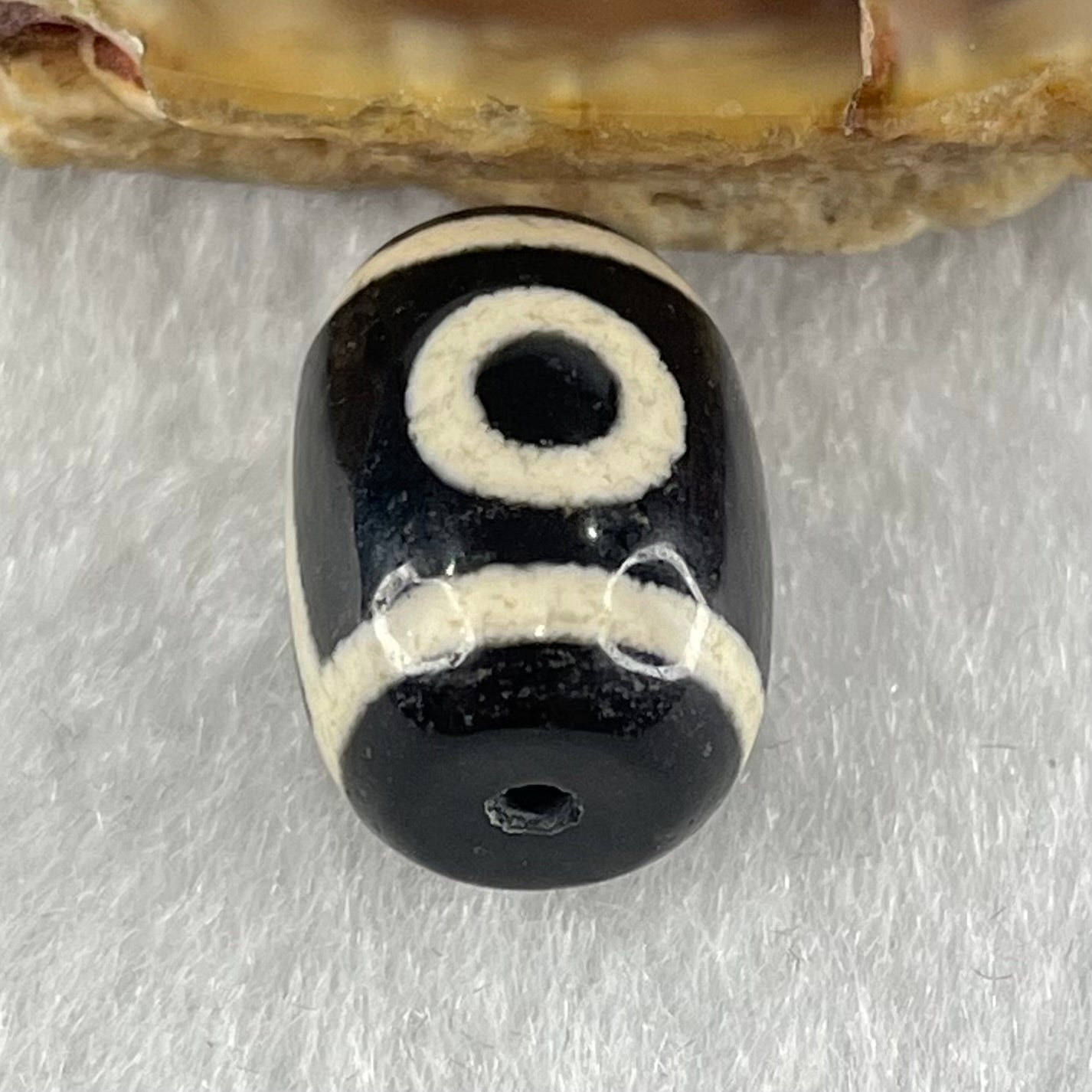 Natural Powerful Tibetan Old Oily Agate 2 Eyes Dzi Bead Heavenly Master (Tian Zhu) 二眼天诛 2.52g 14.1 by 10.4mm - Huangs Jadeite and Jewelry Pte Ltd