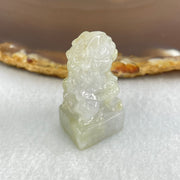 Type A Greyish Lavender and Yellowish Green Jadeite Fu Dog Seal Display 18.16g 37.1 by 16.7 by 14.5mm - Huangs Jadeite and Jewelry Pte Ltd