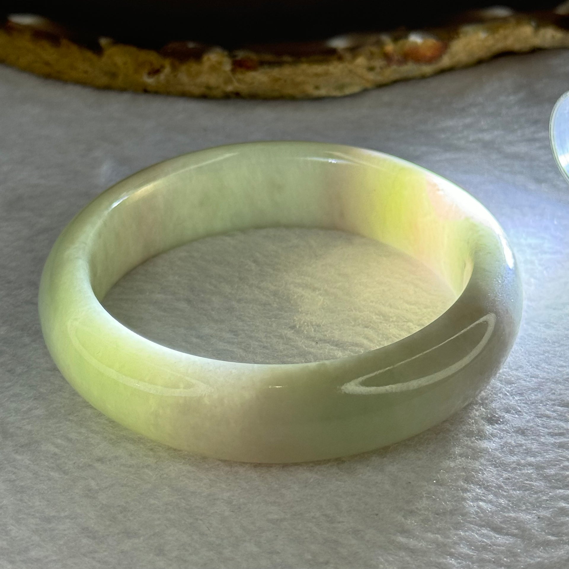 Type A Light Green with Lavender Patches Jadeite Bangle Internal Diameter 55.3mm 66.79g 15.3 by 9.1mm (Slight External Line) - Huangs Jadeite and Jewelry Pte Ltd