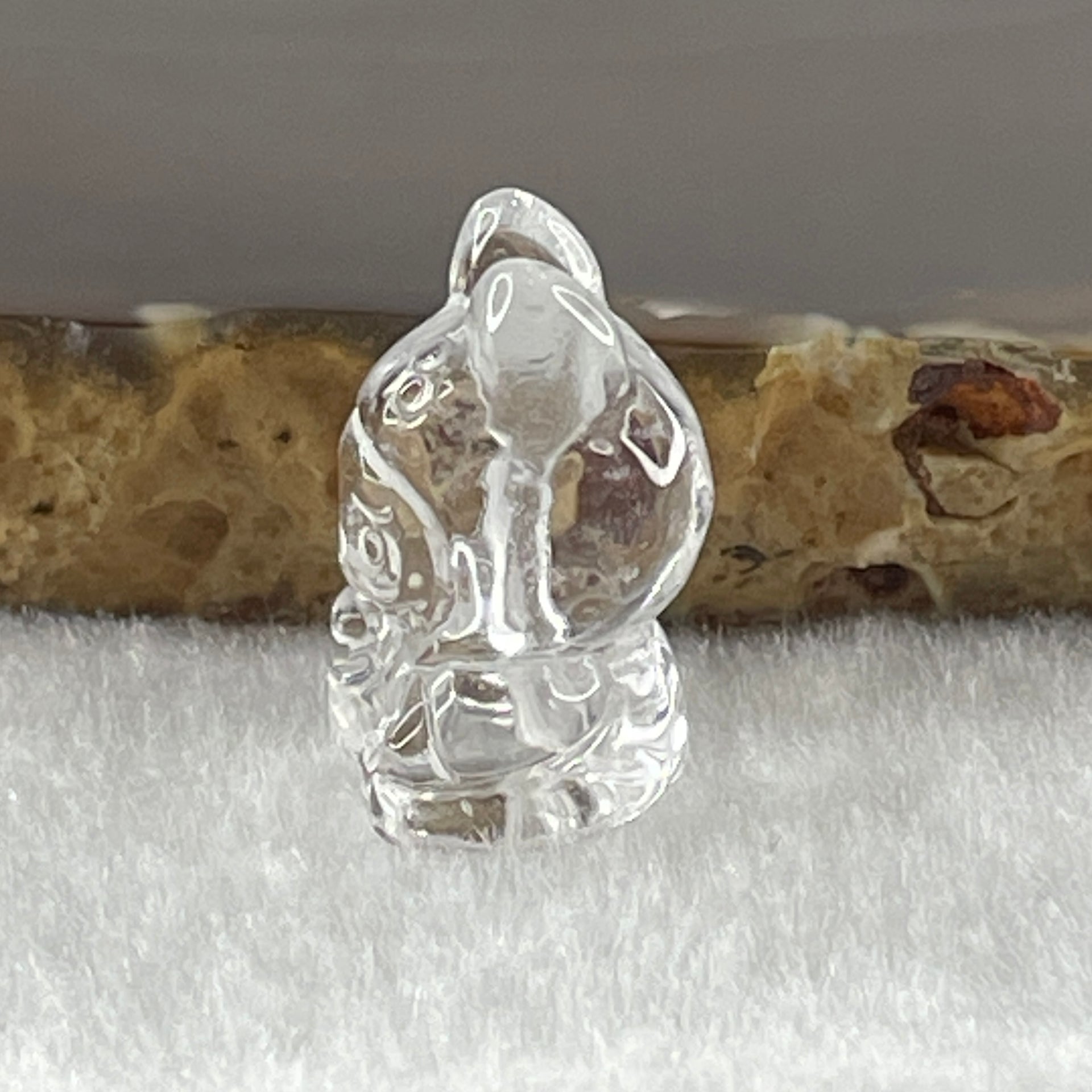 Natural Clear Quartz Labubu Charm Display 3.75g 19.2 by 12.8 by 11.3mm - Huangs Jadeite and Jewelry Pte Ltd