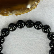 Natural Black Rutilated Quartz Beads Bracelet 天然黑发水晶手链 28.09g 16cm 10.4mm 19 Beads - Huangs Jadeite and Jewelry Pte Ltd