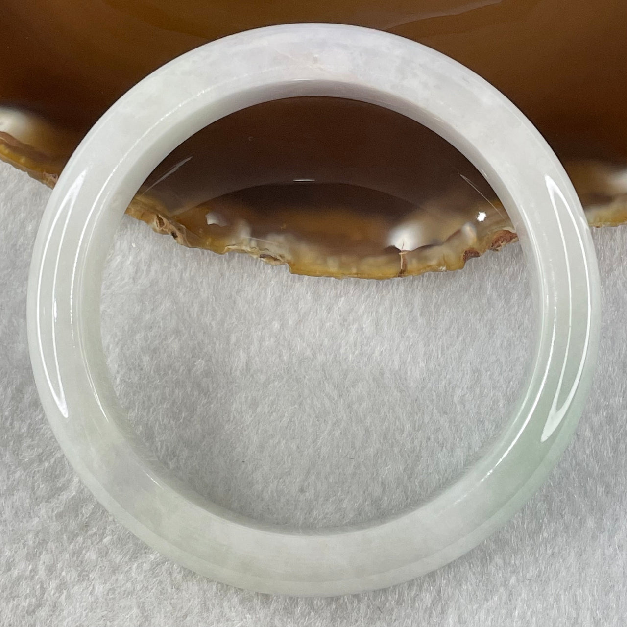 Type A Faint Lavender Green Jadeite Bangle 66.17g Internal Diameter 58.4mm 13.4 by 8.5mm (External Lines) - Huangs Jadeite and Jewelry Pte Ltd
