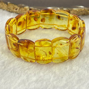Natural Yellow Flower Amber Shou Pai Bracelet 天然花珀手牌手链 15.96g 16cm 19.8 by 14.4 by 5.1mm 14pcs - Huangs Jadeite and Jewelry Pte Ltd