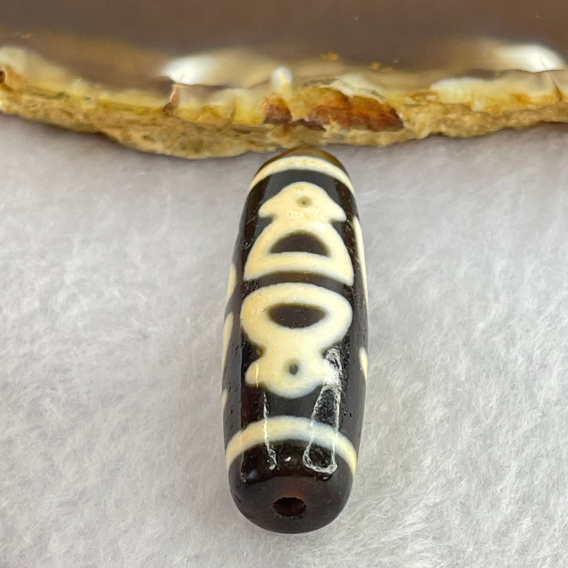 Natural Powerful Tibetan Old Oily Agate 5 Cai Shen Dzi Bead Heavenly Master (Tian Zhu) 9.19g 38.2 by 12.4mm - Huangs Jadeite and Jewelry Pte Ltd