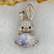 Rare Natural Blue Dumortierite Rutilated Quartz in S925 Sliver Rabbit Pendant 2.44g 10.0 by 7.3 by 5.0mm - Huangs Jadeite and Jewelry Pte Ltd